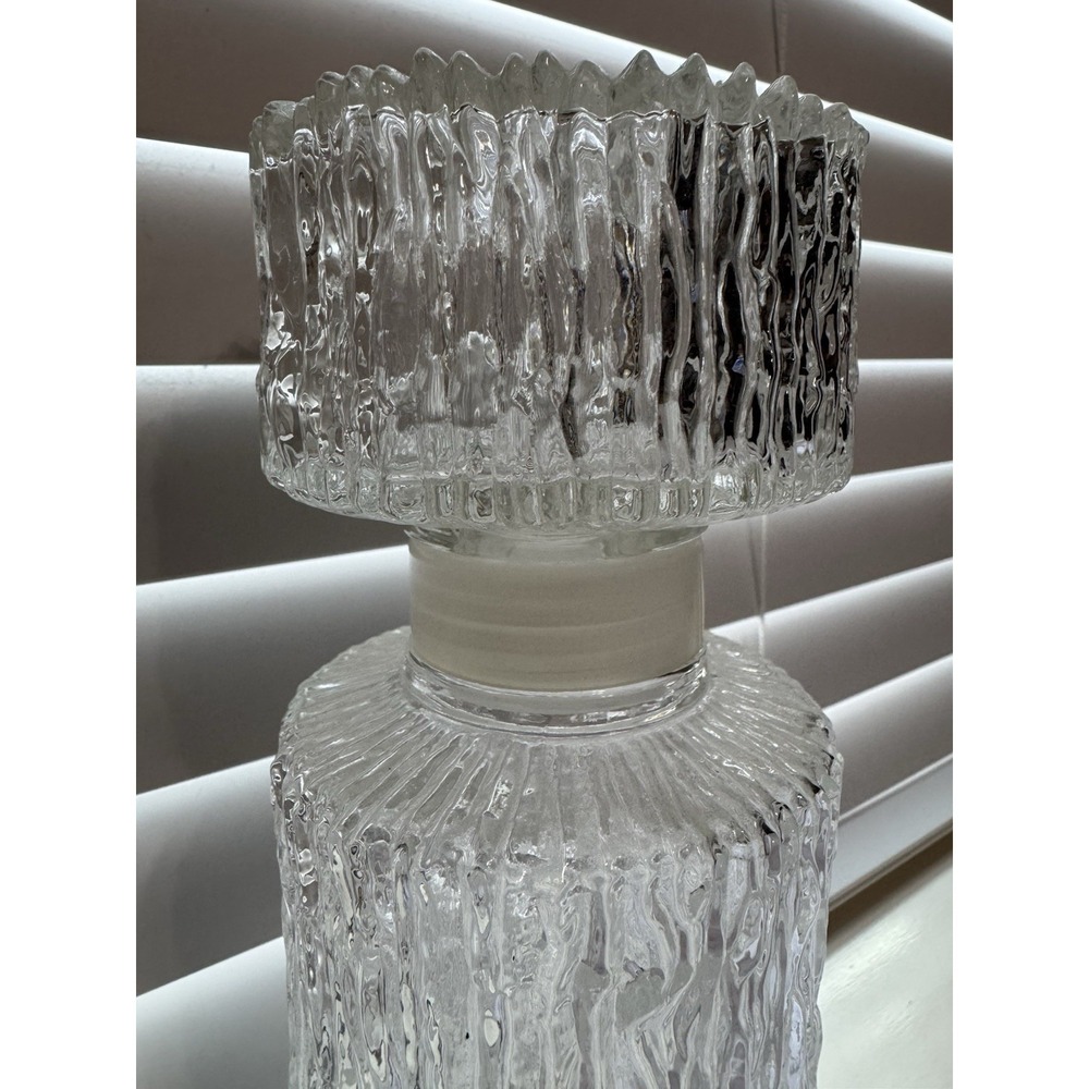 MCM 1960's Clear Glass Decanter‎ Tree Bark / Ice Textured DBGM Germany EUC VTG